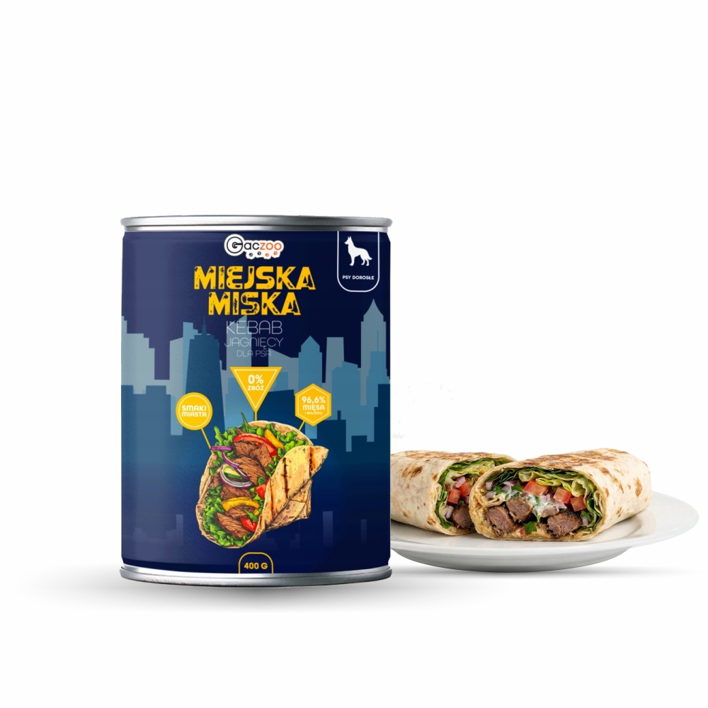 Gaczoo Miejska Miska karma mokra dla psa Kebab jagnięcy Style 400g